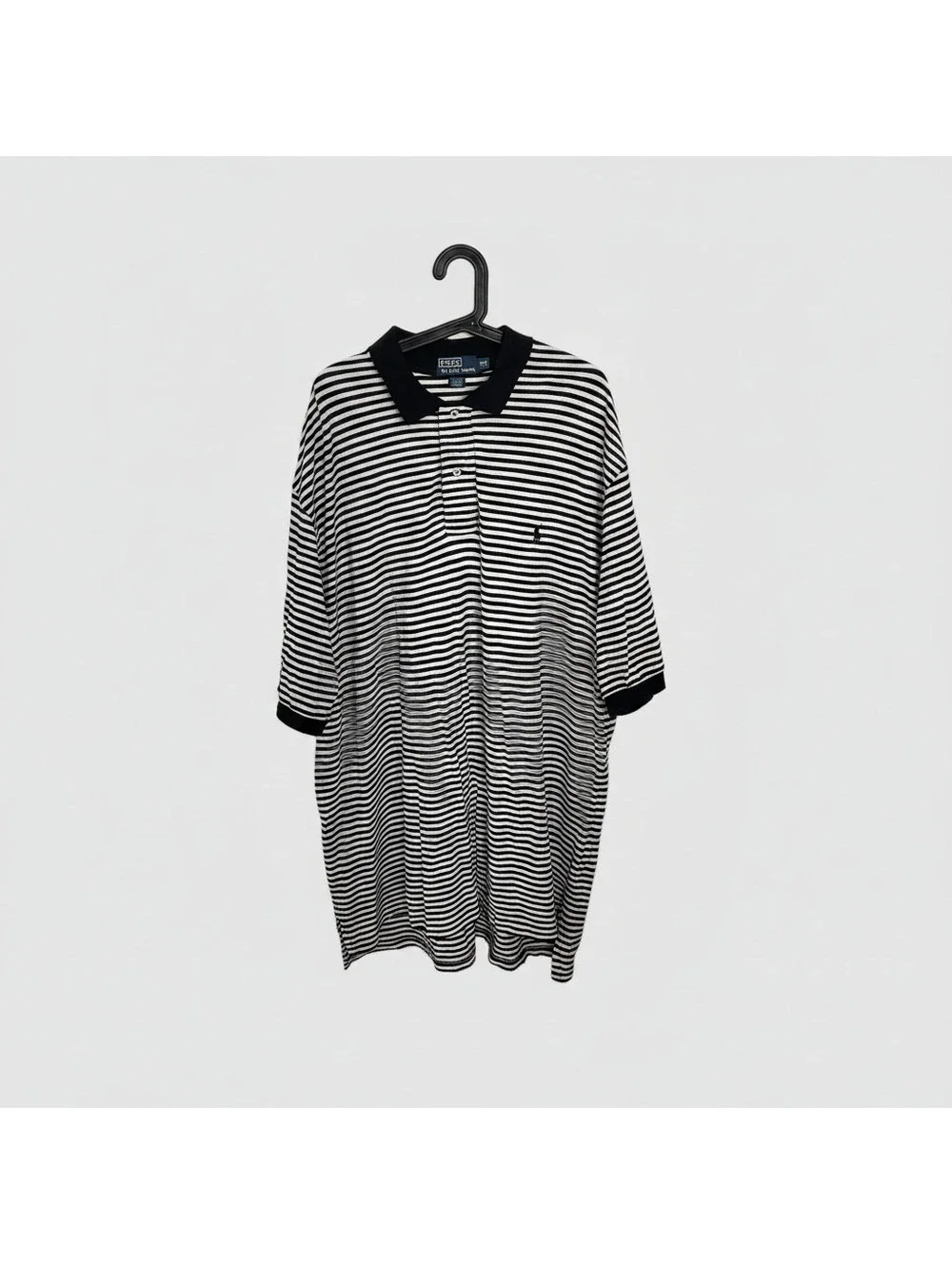 Polo Ralph Lauren 2XLT Black White Striped Polo Shirt 100% Cotton Golf Tennis